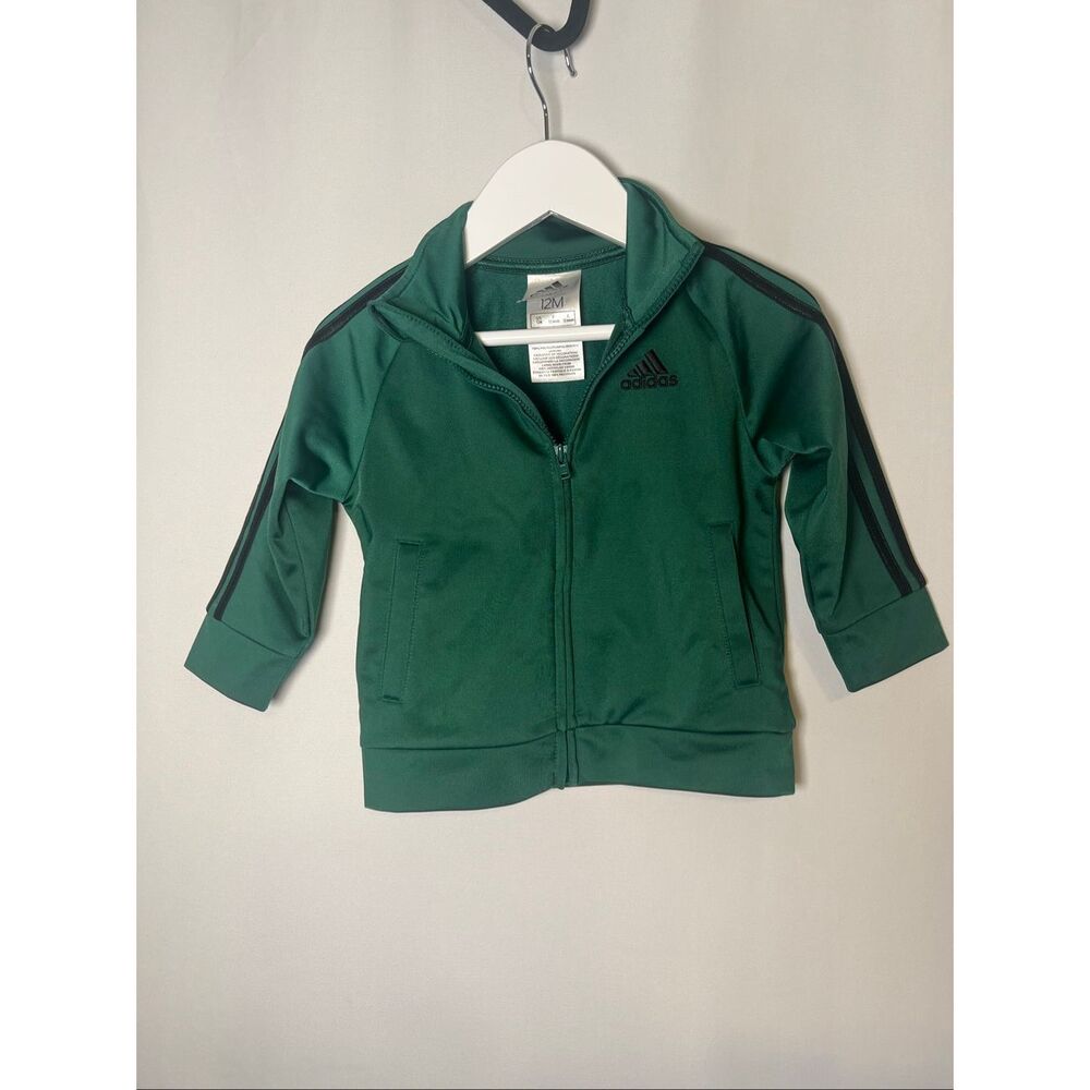 Toddler Adidas Track Jacket Green and Black Zipper 12M